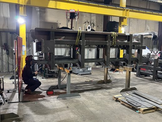 Fabricated steel weldment on the shop floor